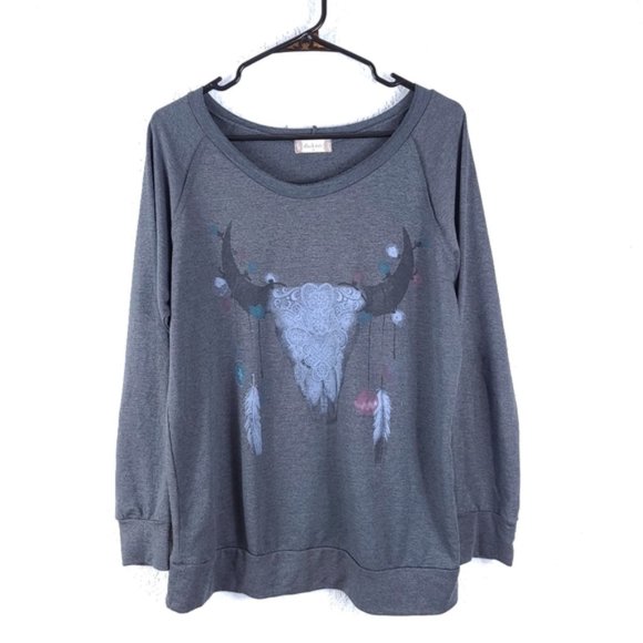 ALTAR'D STATE Bull Skull Graphic Long Sleeve Tee - Picture 1 of 6